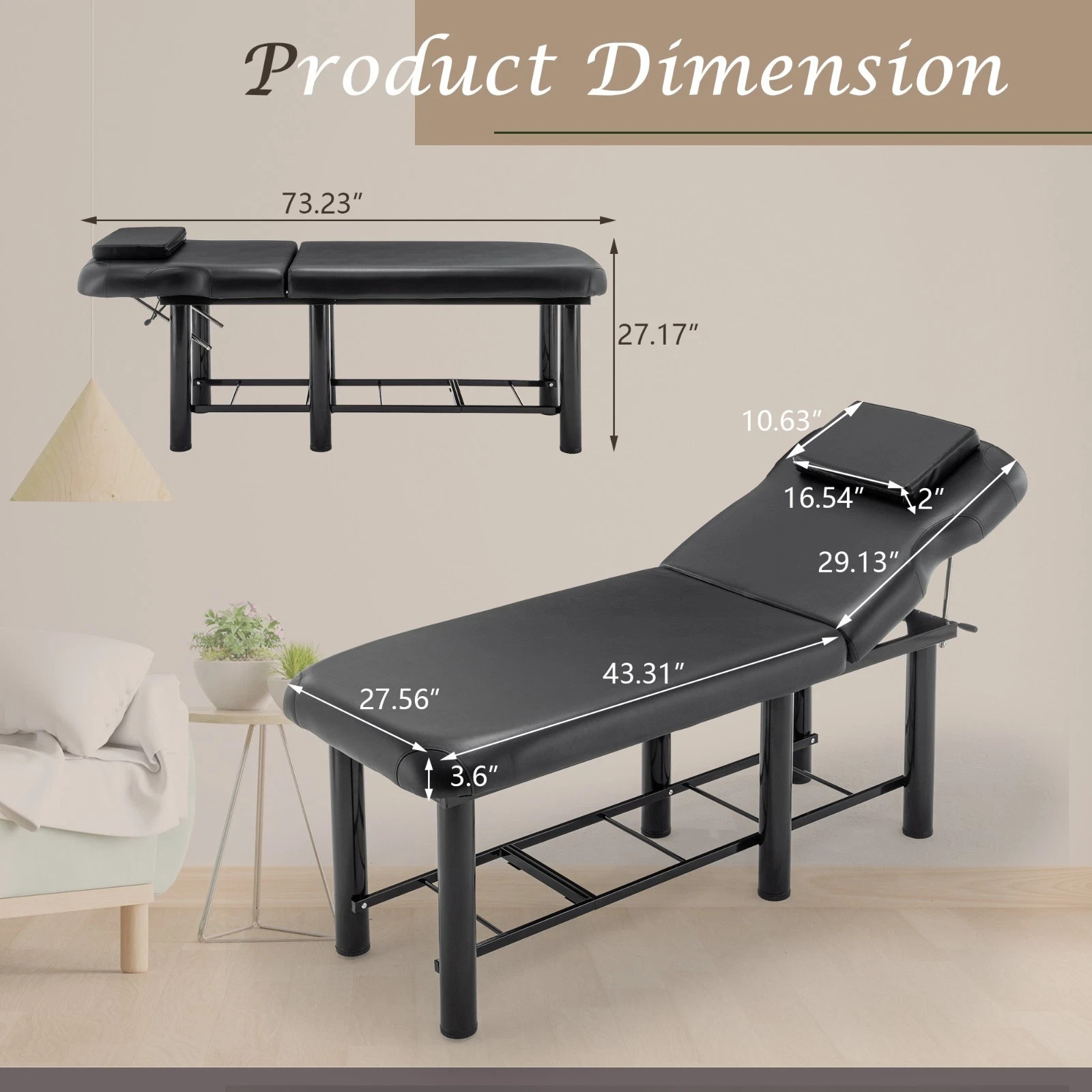 Professional Massage Therapy Table HeavyDuty Salon Beauty Bed Adjustable Backres