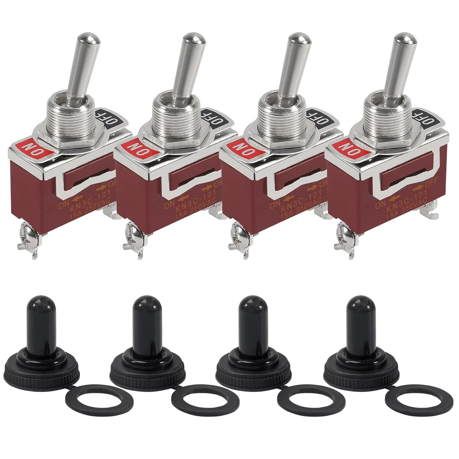 4Pcs Marine Toggle Switch 12V DC 30A Waterproof Toggle Switch 12 Volt Heavy D...