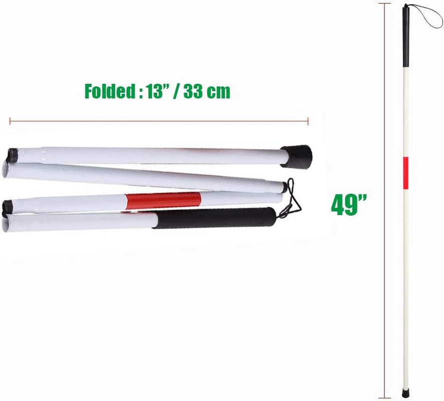 Folding Cane Blind Stick Walking White for 49 Inch (Pack of 1),