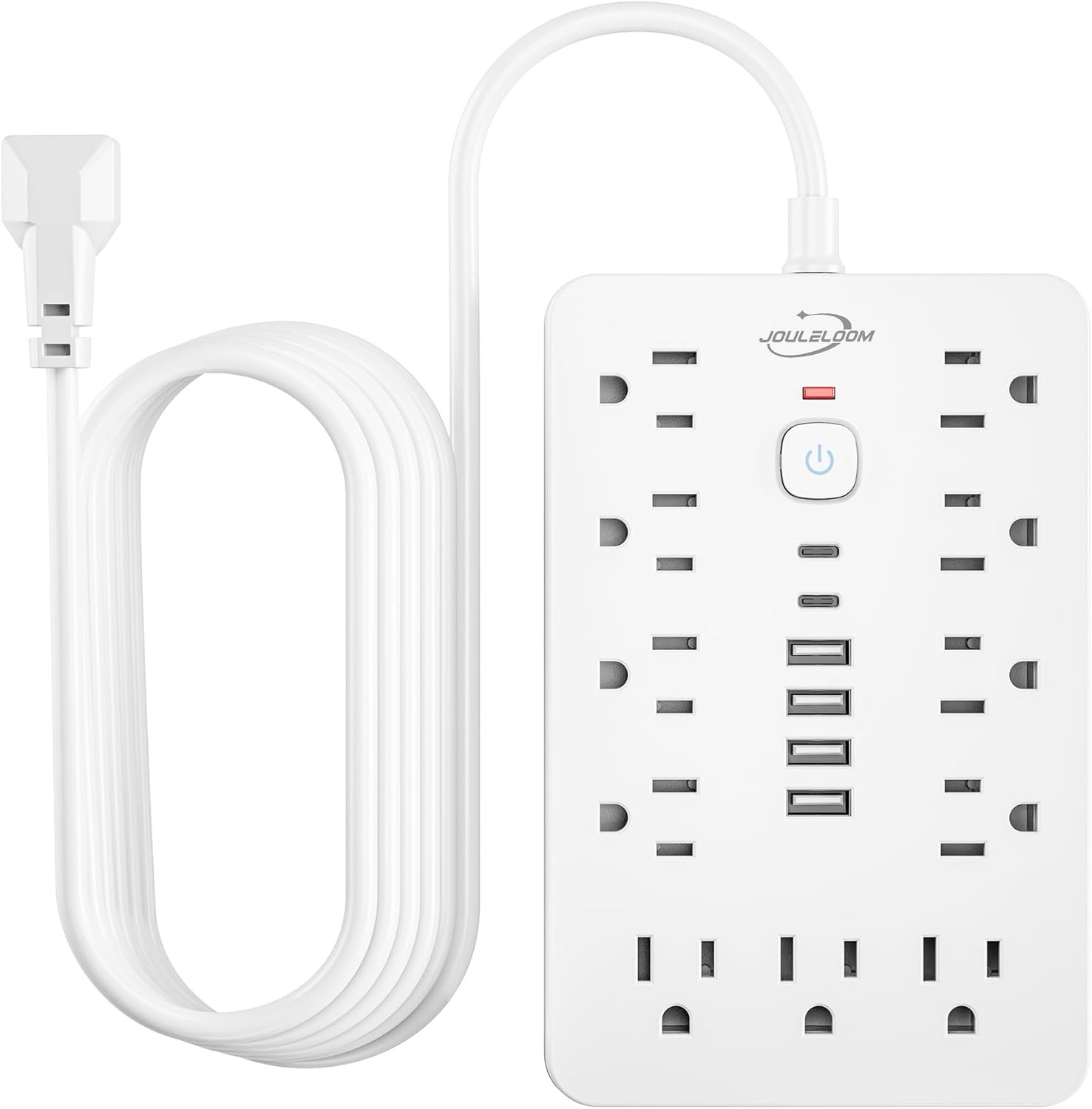 Regleta 10ft protector sobretension 11 enchufes 6 USB Carga rapida 1250W 10A