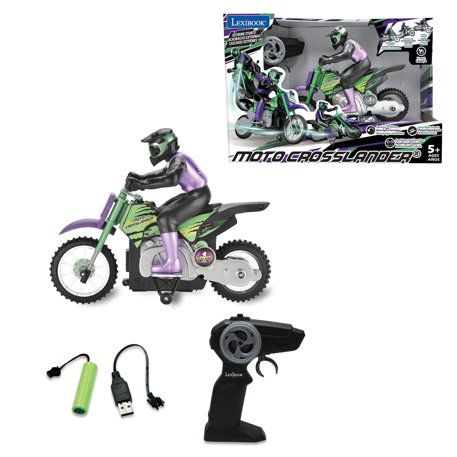 RC18, Crosslander Radio Road Motorcycle, up to 12km/h, Perfect Balance, Light...