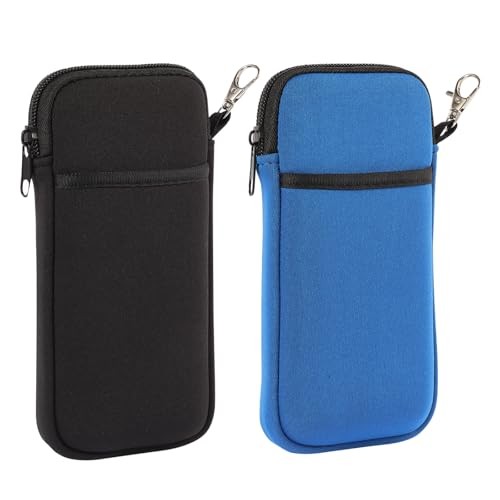 2 Pcs Double Glasses Case, Portable Neoprene Eyeglasses Case Black and Blue