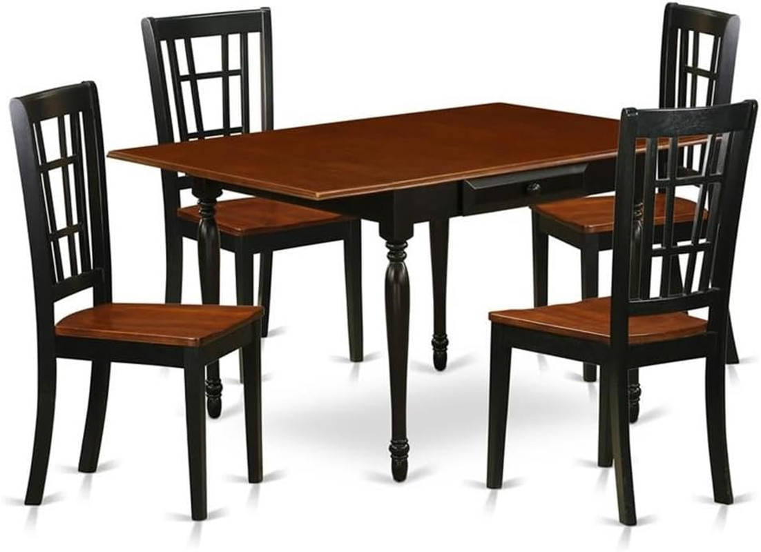 MZNI5-BCH-W 5 Piece Kitchen Table Set for 4 Includes a Rectangle Dining Room Tab
