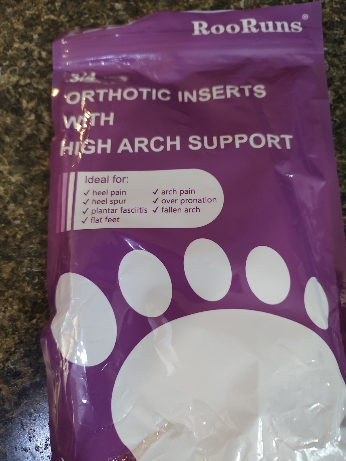 RooRuns insoles 3/4 Orthotic Shoe Inserts High Arch Support M