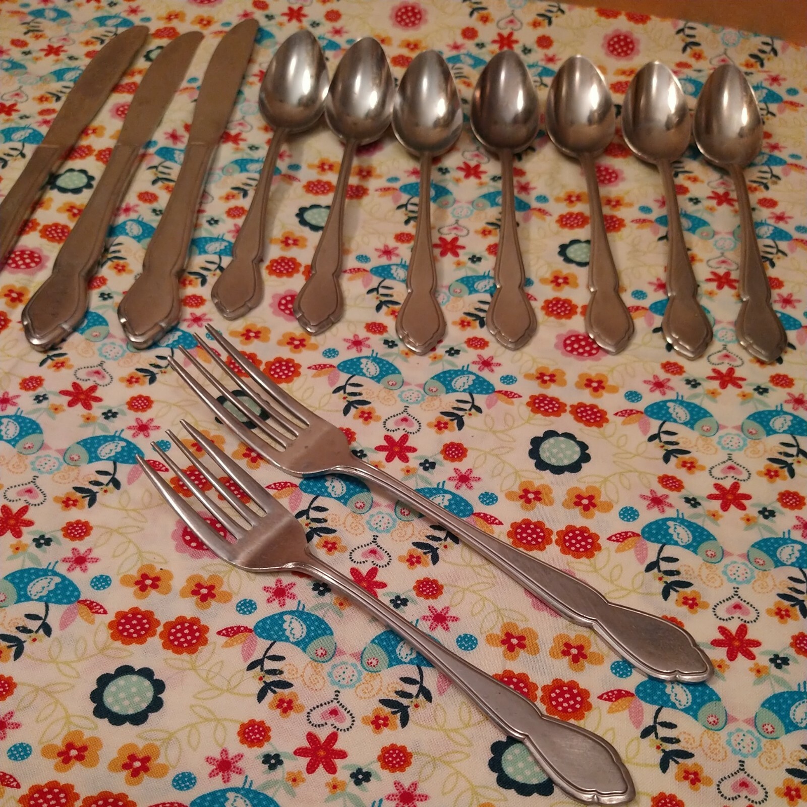 Vtg The Cellar Livingston Stainless Flatware  12 pc Lot MCM Japan