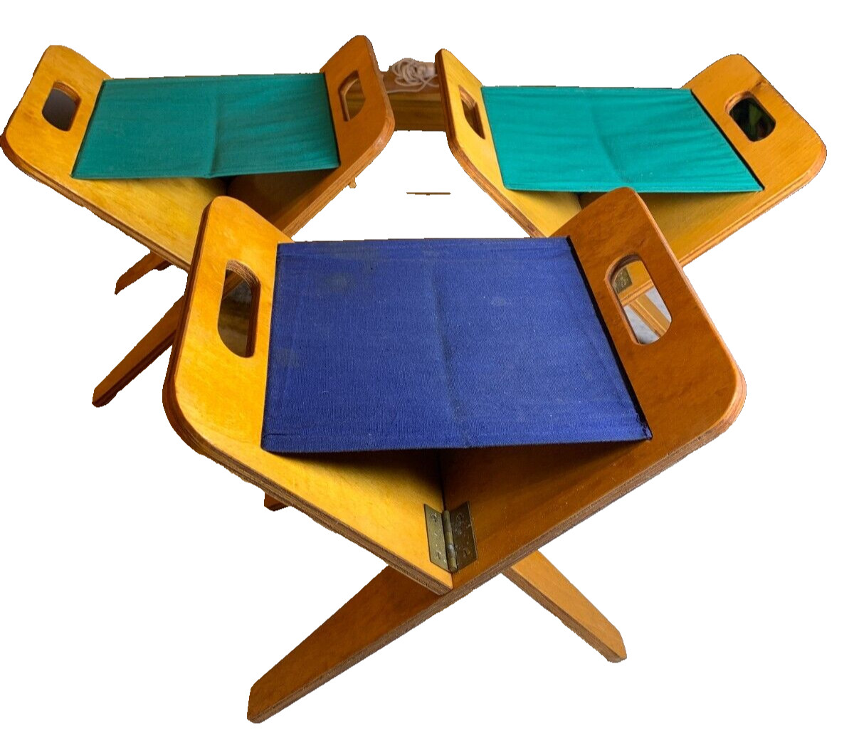 Vintage Mid Century Sweden Swedish Wood Wooden Kids Chairs Chair Folding Compact