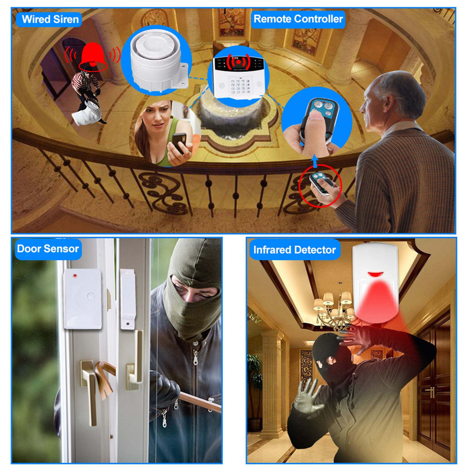 Wireless GSM SMS Home Burglar Security Alarm System Detector Sensor Kit OOHS