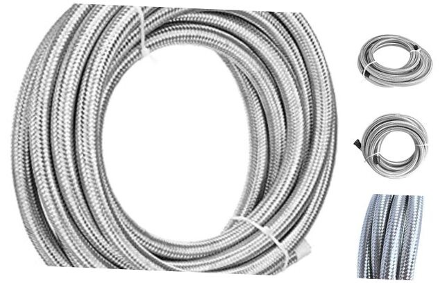 20Ft AN6 Oil Gas Line - Universal Stainless Steel Braided Fuel Line Filler - ...
