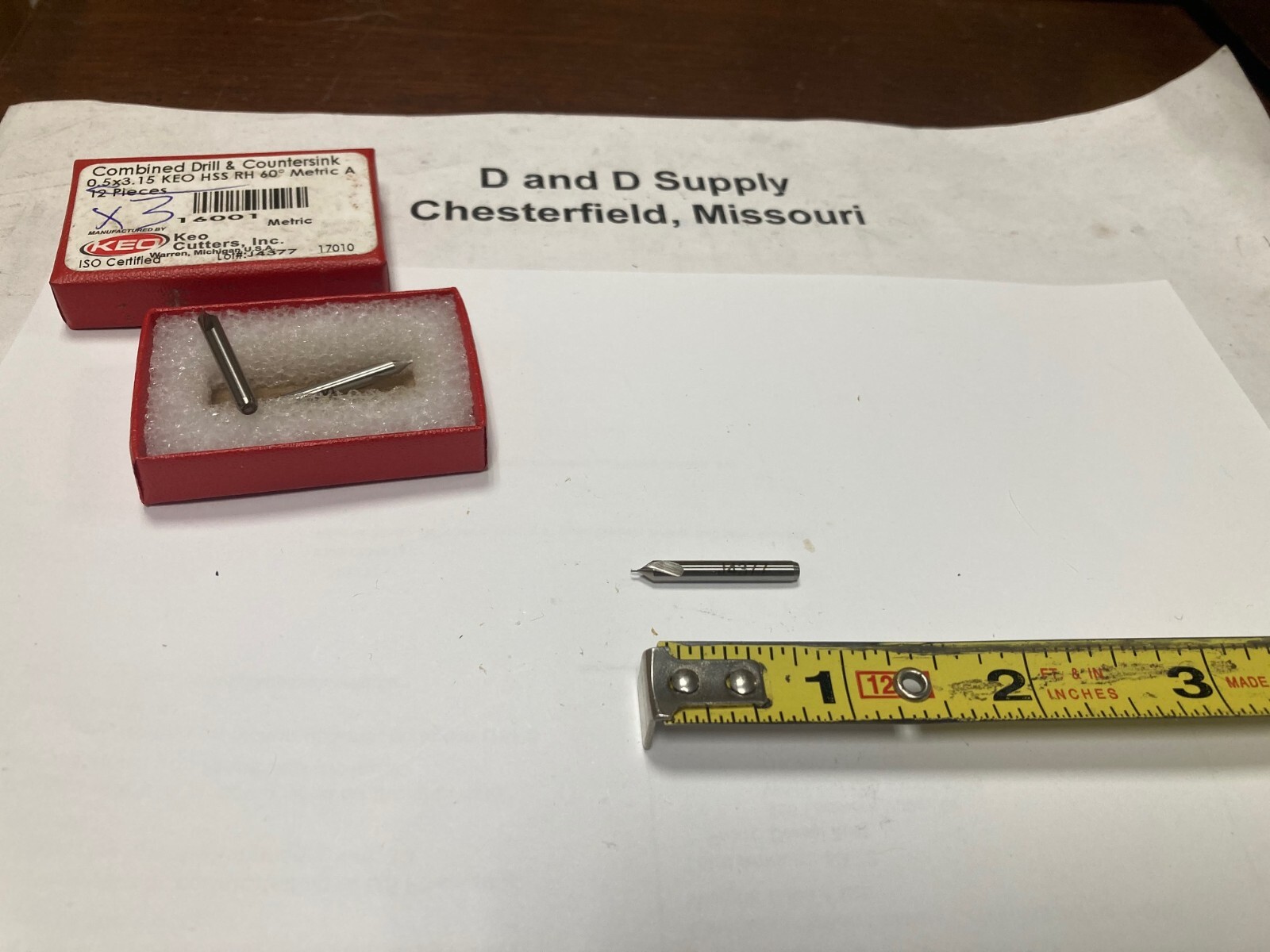 KEO 16001, 3.51mm, 60° , Combo Drill & Countersink, HSS, Bright, 25 mm OAL, USA