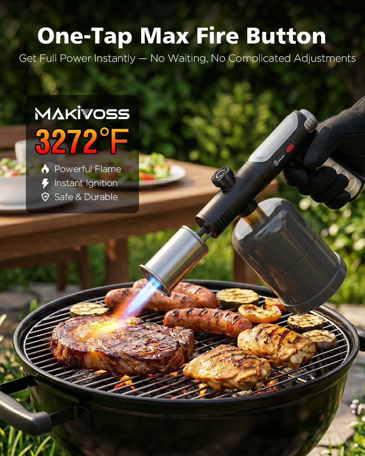 Propane Torch Gun & Weed Burner - Adjustable Flame Thrower Black