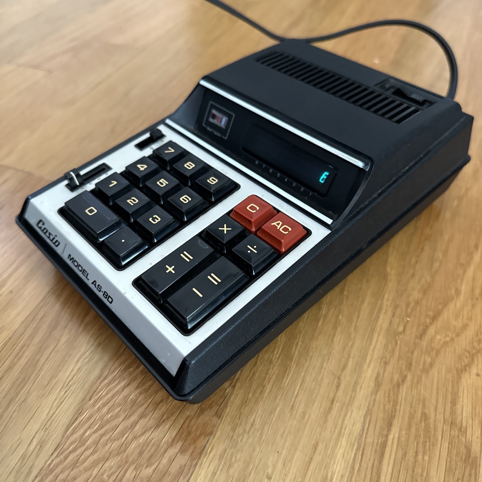 Casio Model AS-8D Vintage Calculator/Adding Machine tested with case