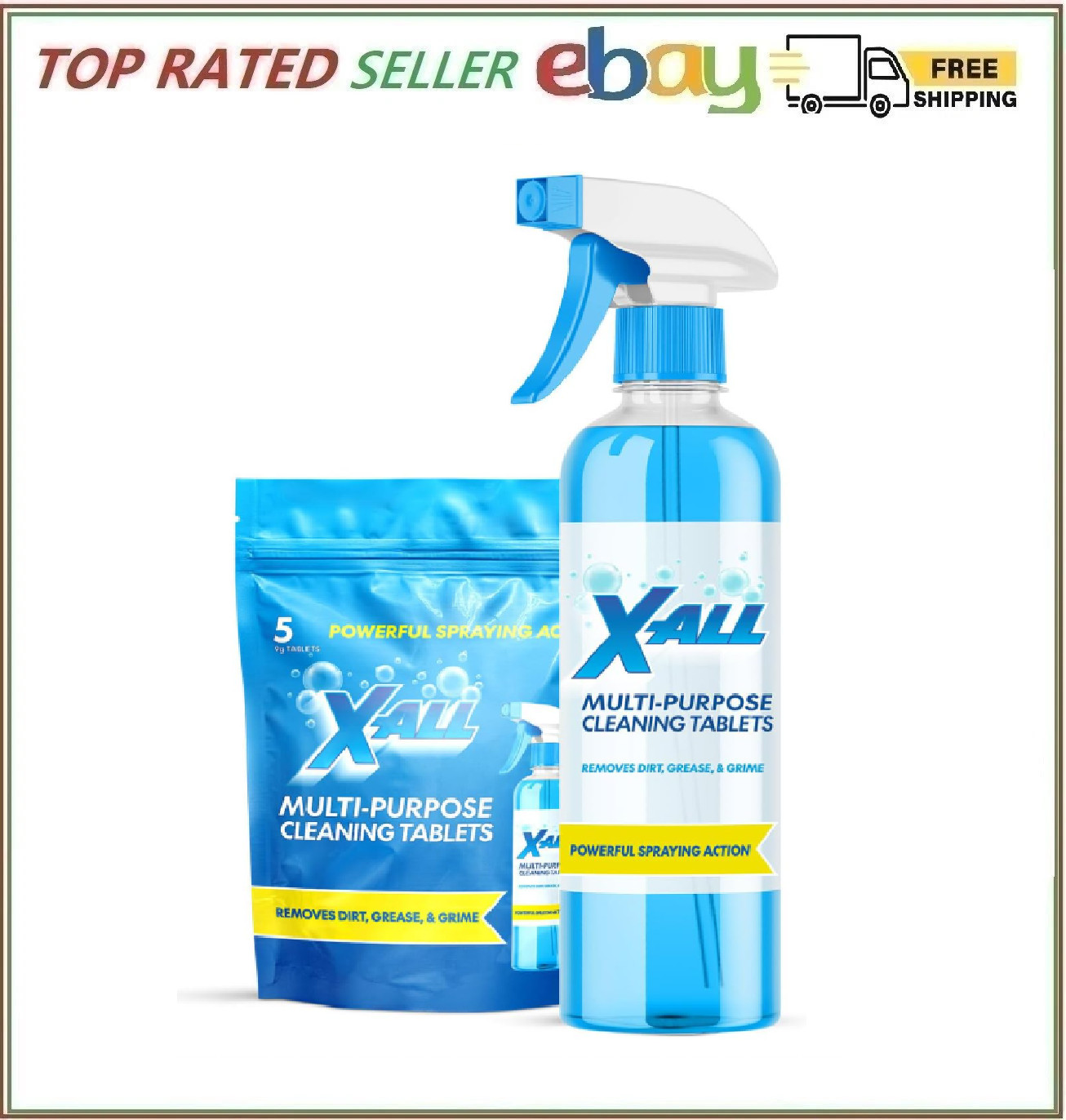 X-ALL Multi-Purpose Cleaner - Spray Bottle and 5x Cleaning Tablets