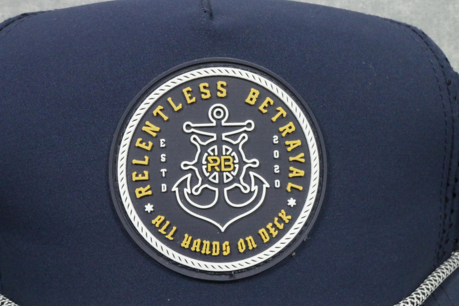 Relentless Betrayal Hat Cap Trucker Mesh Rope Patch Mens One Size Blue Nautical
