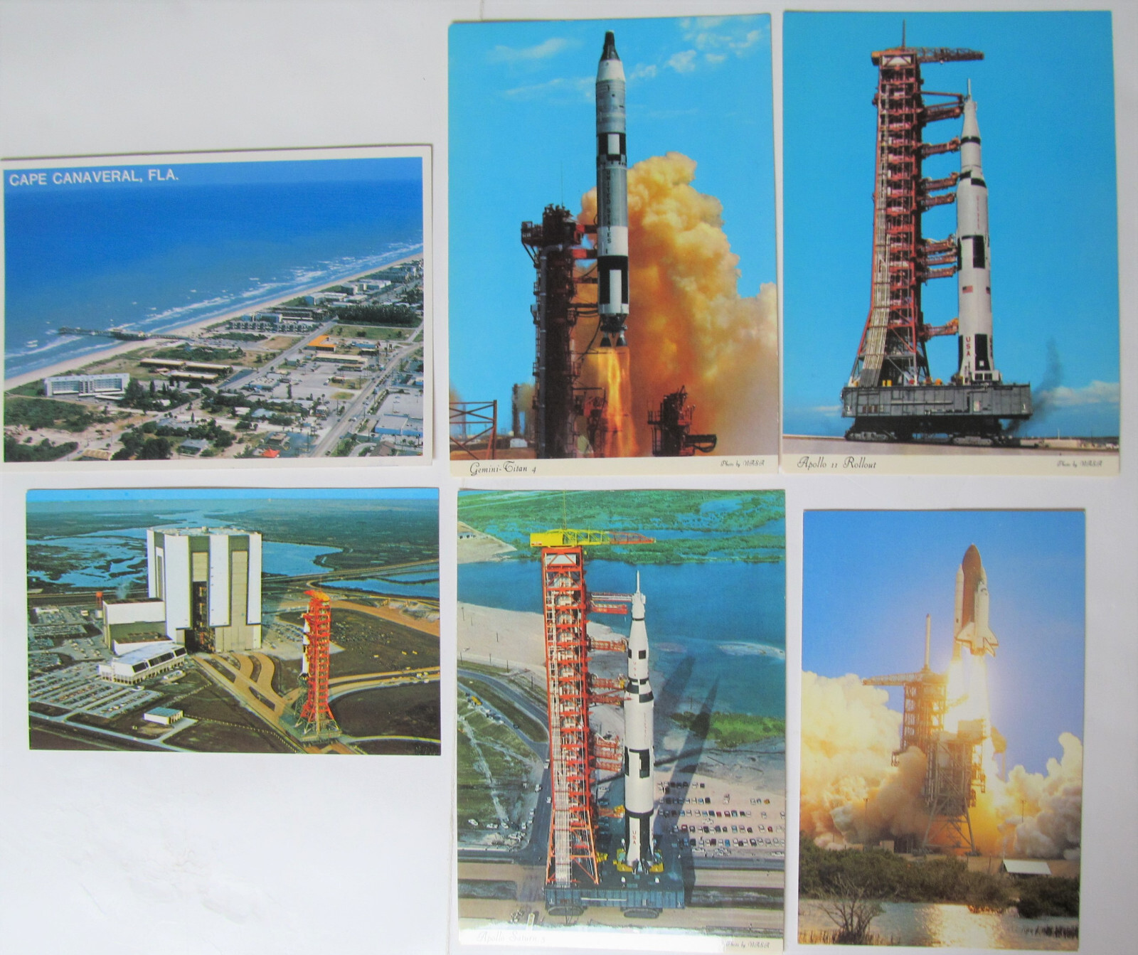Vtg Kennedy Space Center Postcards Rockets Apollo Gemini Skylab NASA Lot of 6 S1