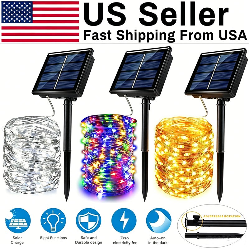 100-300 LED Fairy Lights Solar Outdoor String Lights Christmas Decoration 8Modes