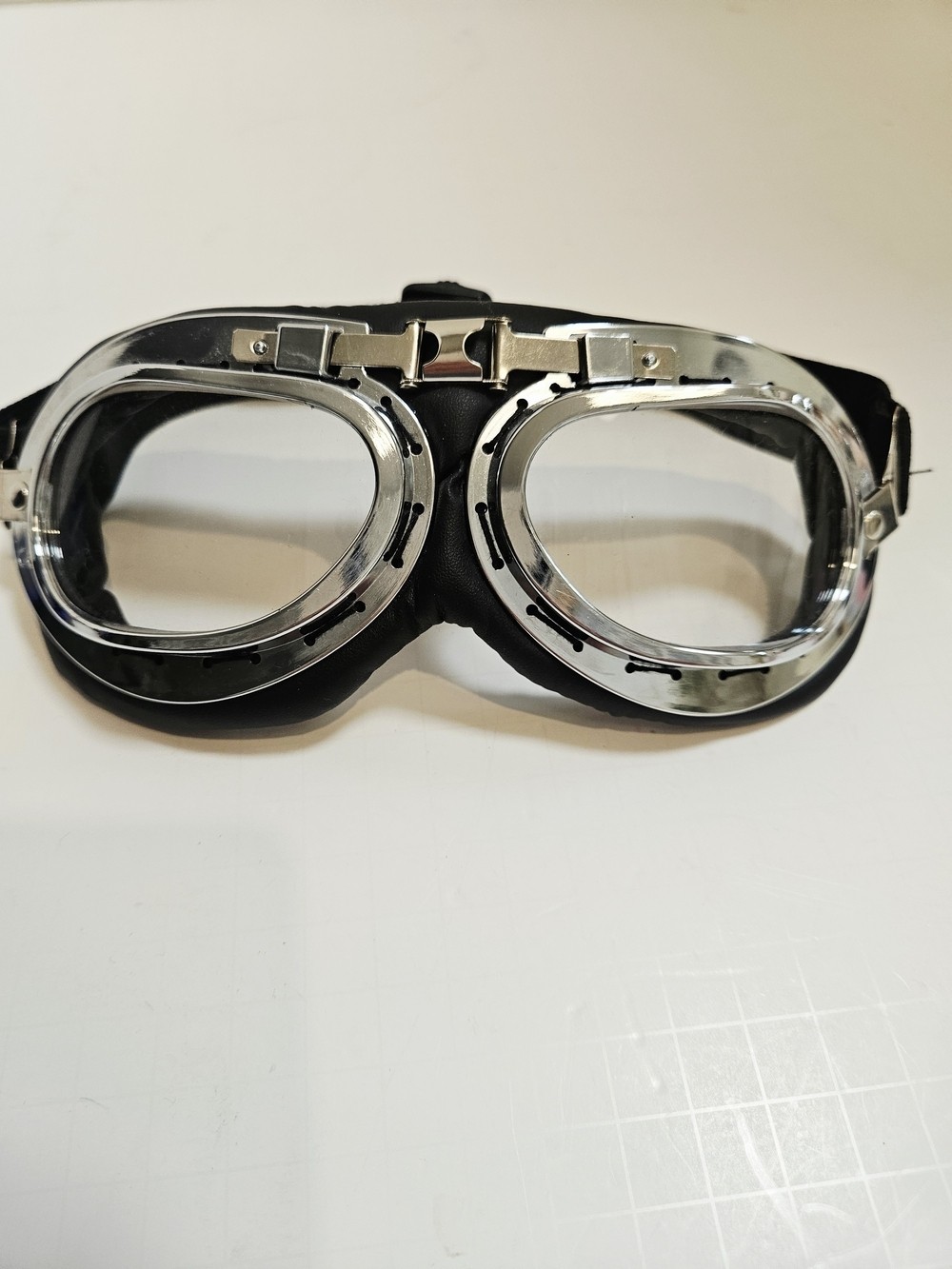 Motorcycle Aviator Goggles Vintage Retro Unisex Pilot Biker Clear Glasses
