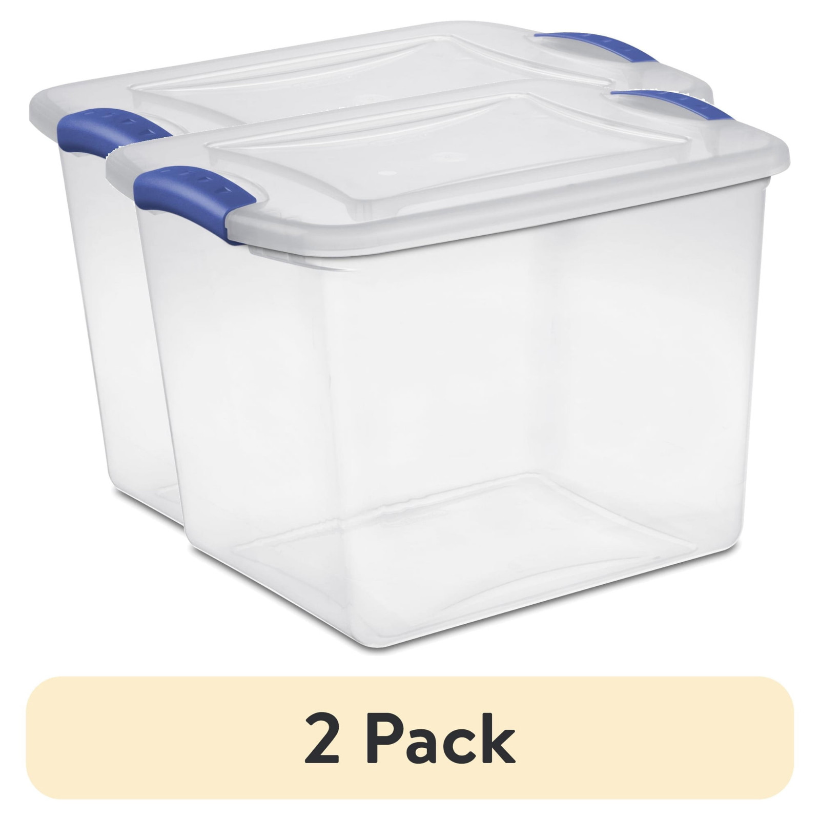 (2 pack) Sterilite 27 Quart Medium Latching Storage Bin Clear Plastic Container