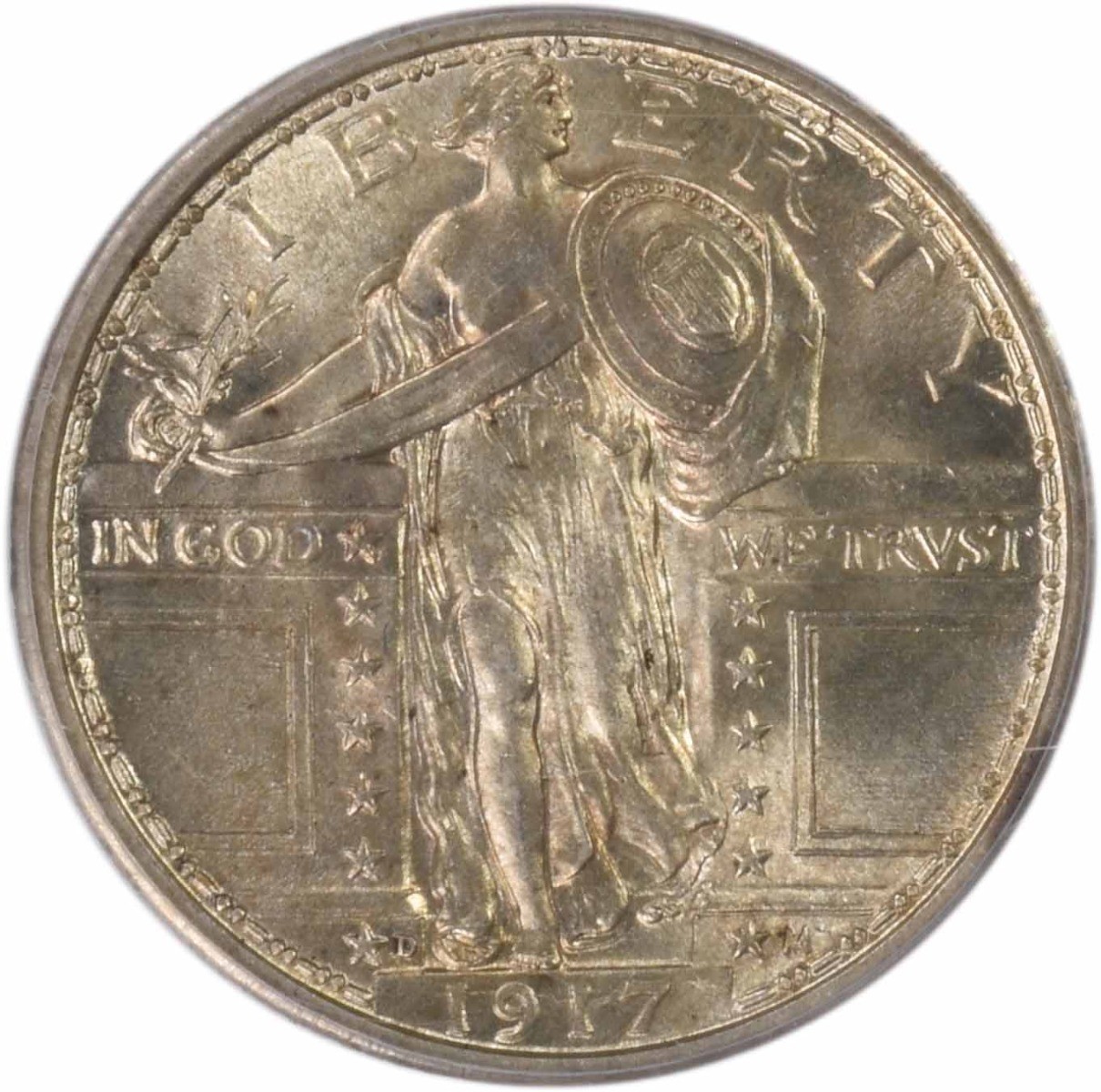 1917-D Standing Liberty Silver Quarter Type 1 MS64FH PCGS