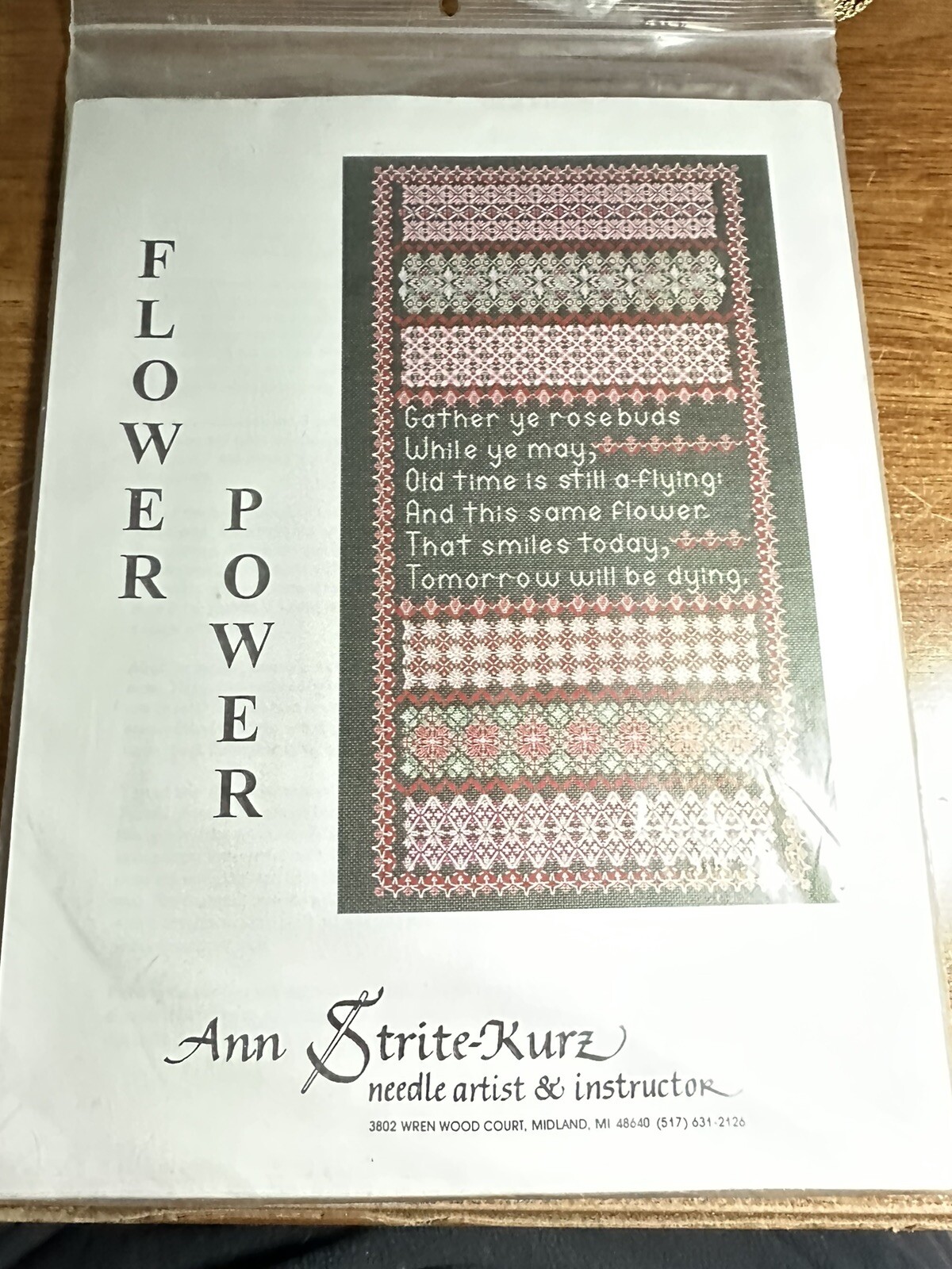 New Ann Strite Kurtz FLOWER POWER Needlework Sampler floral NEEDLEPOINT PATTERN