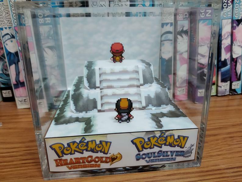 Pokemon Trainer Red Handmade Diorama - Gameboy / Retro Gaming Cube - Fanart