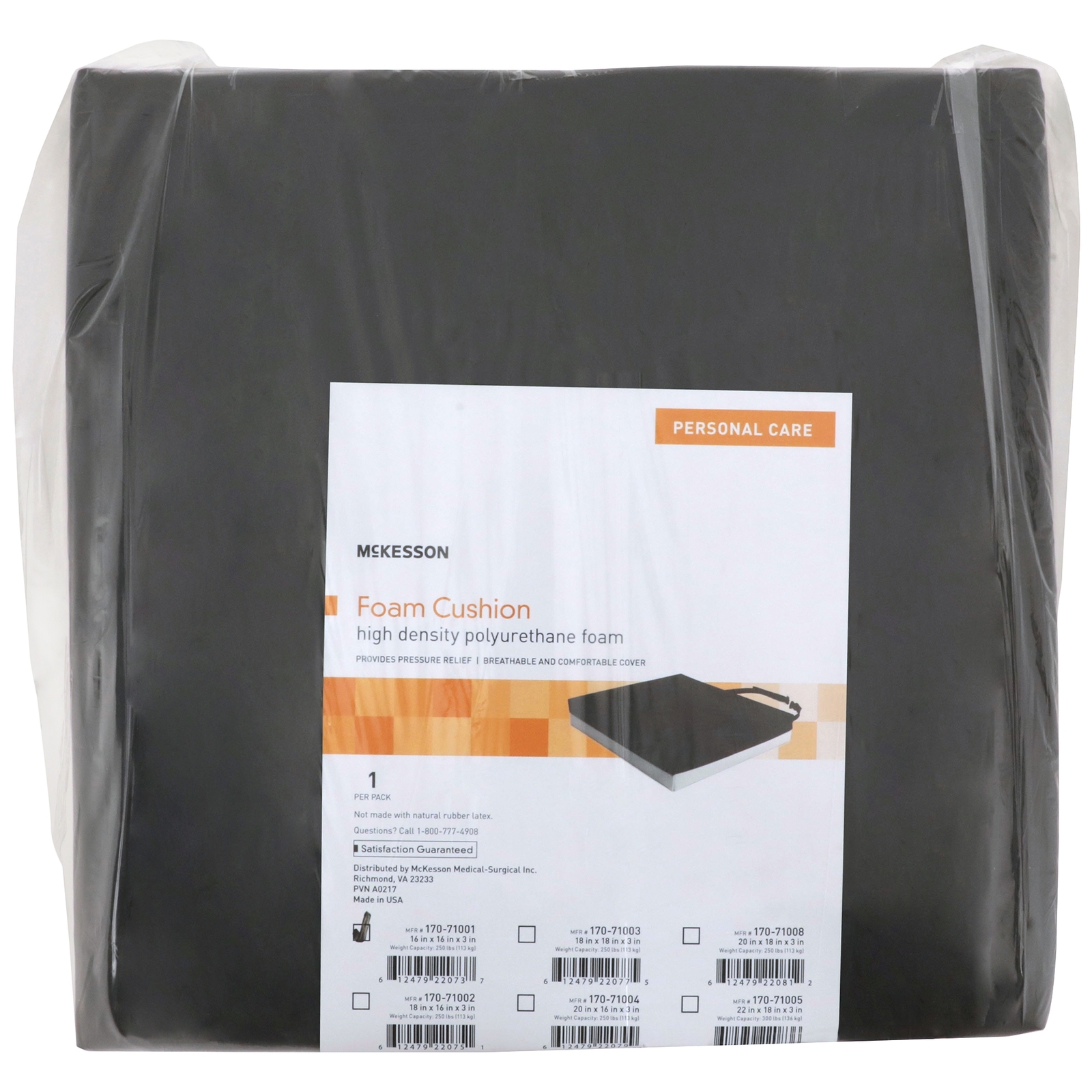 McKesson Foam Seat Cushion 16"Wx16"Dx3"H For Wheelchair Seats 170-71001