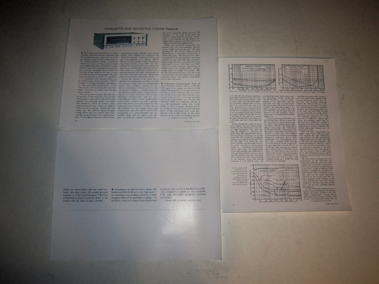 Kenwood KR-8340 QUAD Receiver Review, Full Test 3 pages, 1974, Article, Info