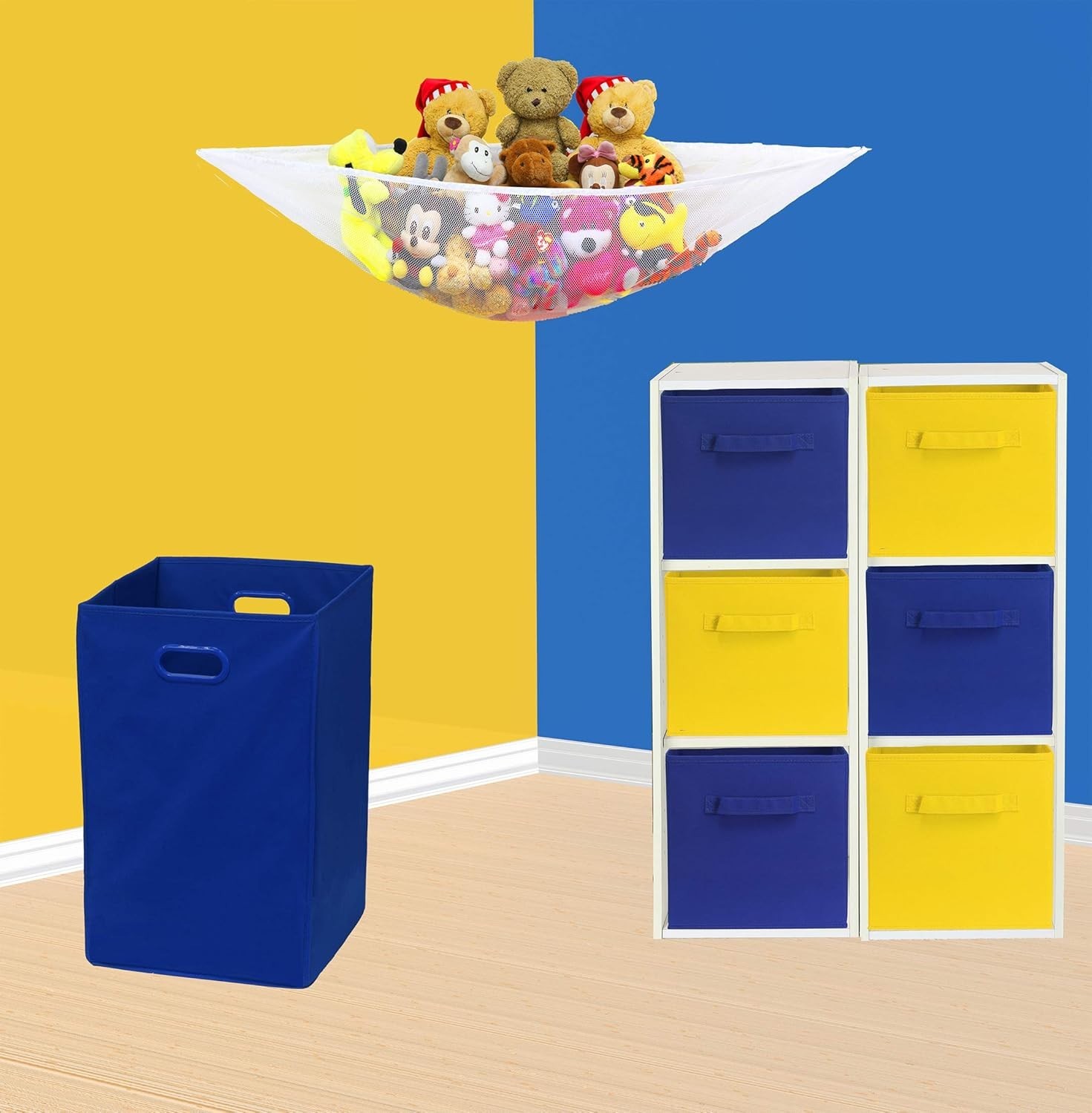 Space-Saving 6-Pack Yellow Foldable Cube Bins - Lightweight and Sturdy Design