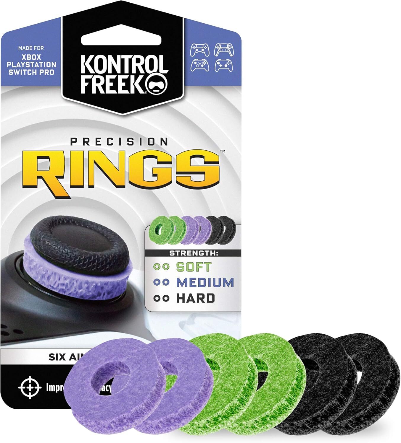 KontrolFreek Precision Rings | Aim Assist Motion Control (Black/Purple/Green)