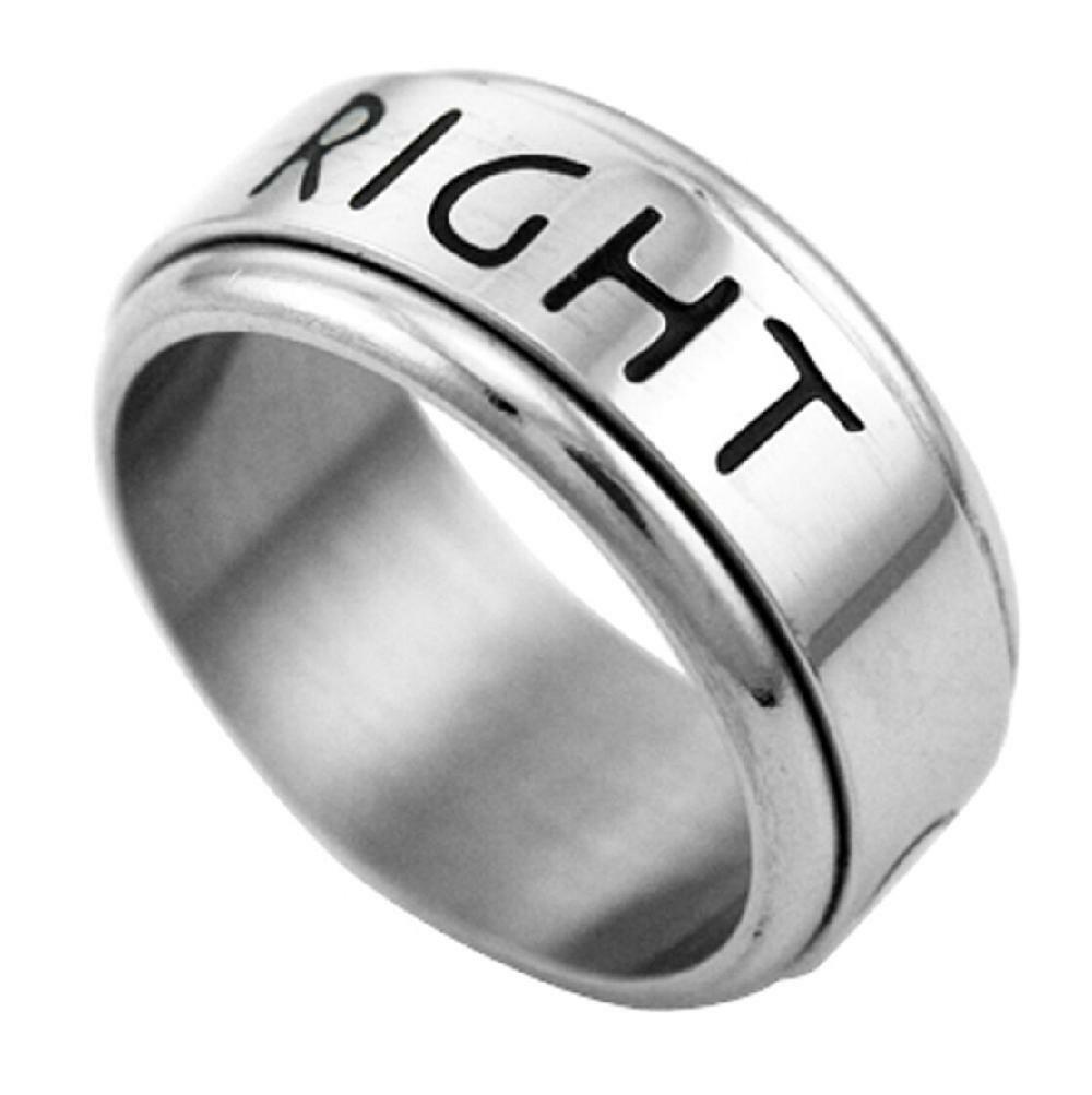 9mm Stainless Steel "Choose The Right" Spinner Wedding Band Ring