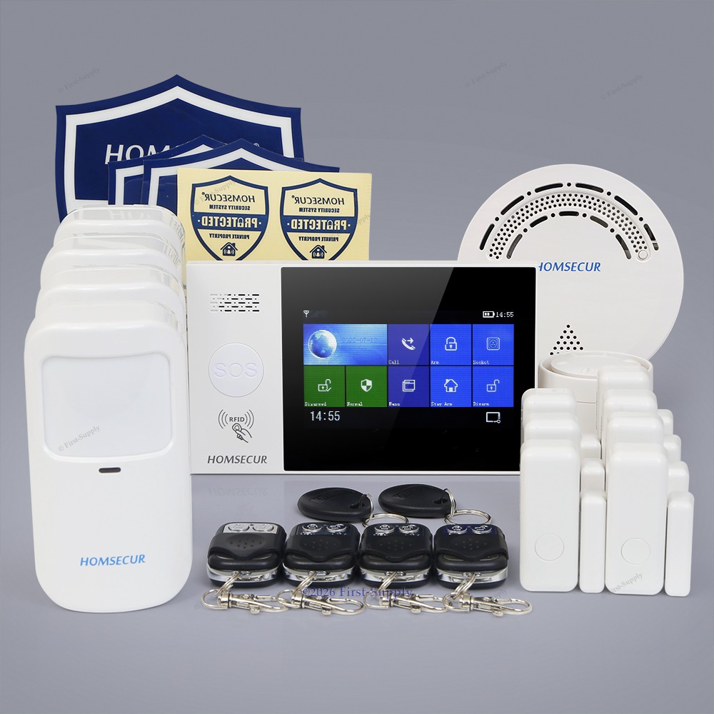 HOMSECUR Wireless WIFI 4G RFID LCD Home House Alarm System with 4 Pet-Immune PIR