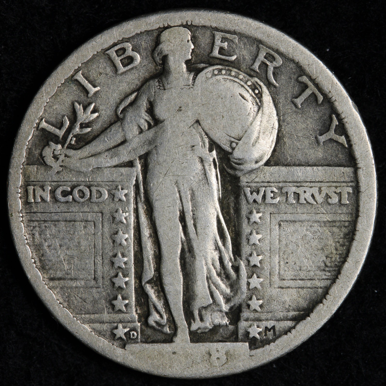 1918-D Standing Liberty Silver Quarter FINE E336 QUNM