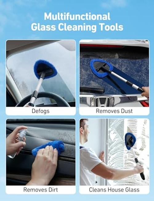 Car Windshield Cleaner Tool, Window Cleaning Kit with with a Mirror Squeegee