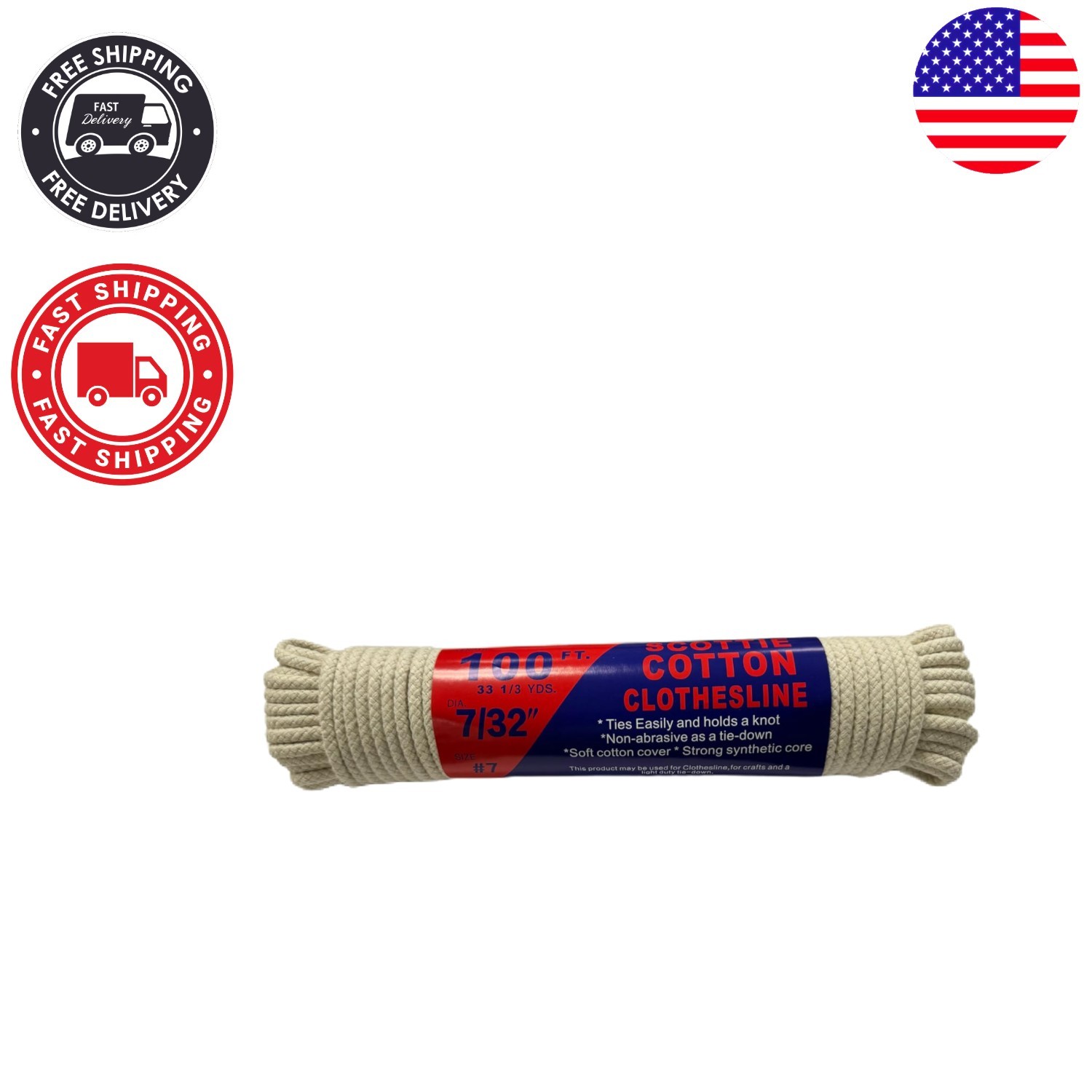 Versatile 100 ft Braided Cotton Clothesline - Perfect for Crafts & Outdoors