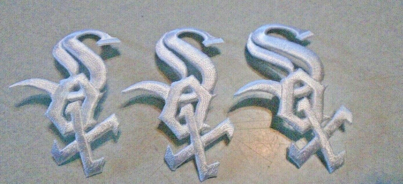 Lot of 3 Chicago White Sox Cap Logo  Iron On Embroidered Patch 2 5/8 in Tall