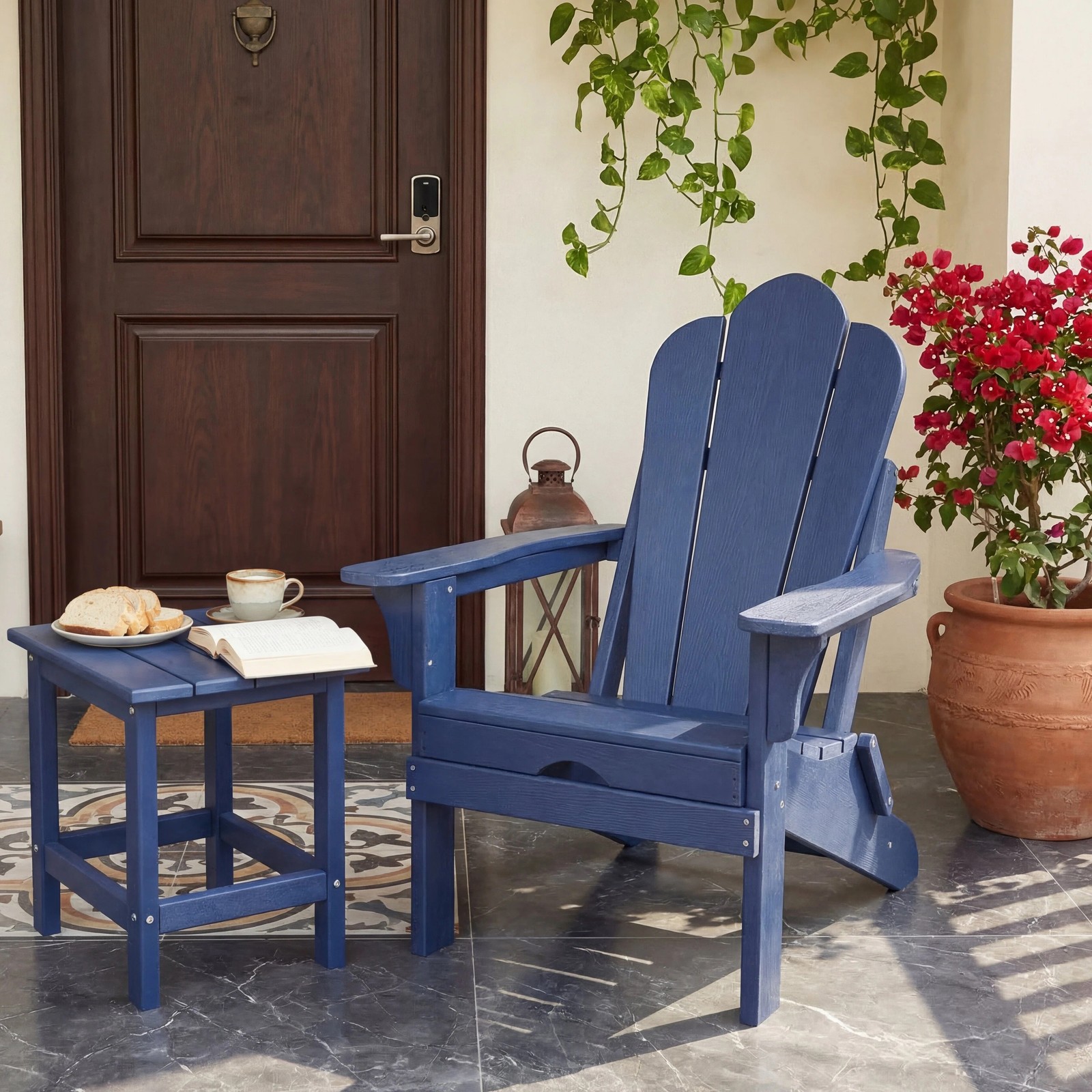 Adirondack Square Outdoor Side Table HDPE Navy Blue