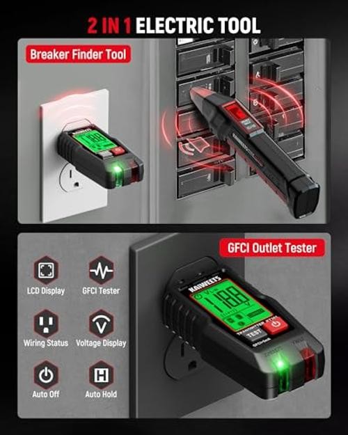 Circuit Breaker Finder with LCD Display, GFCI Outlet Tester, Electrical
