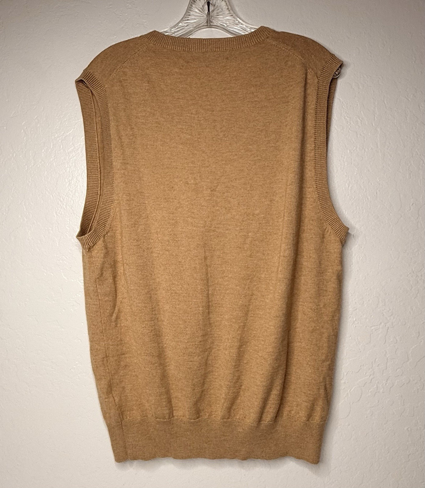 Kallspin Wool Blend Sweater Vest Mens Large Brown Knit V Neck Preppy Nerdy Work