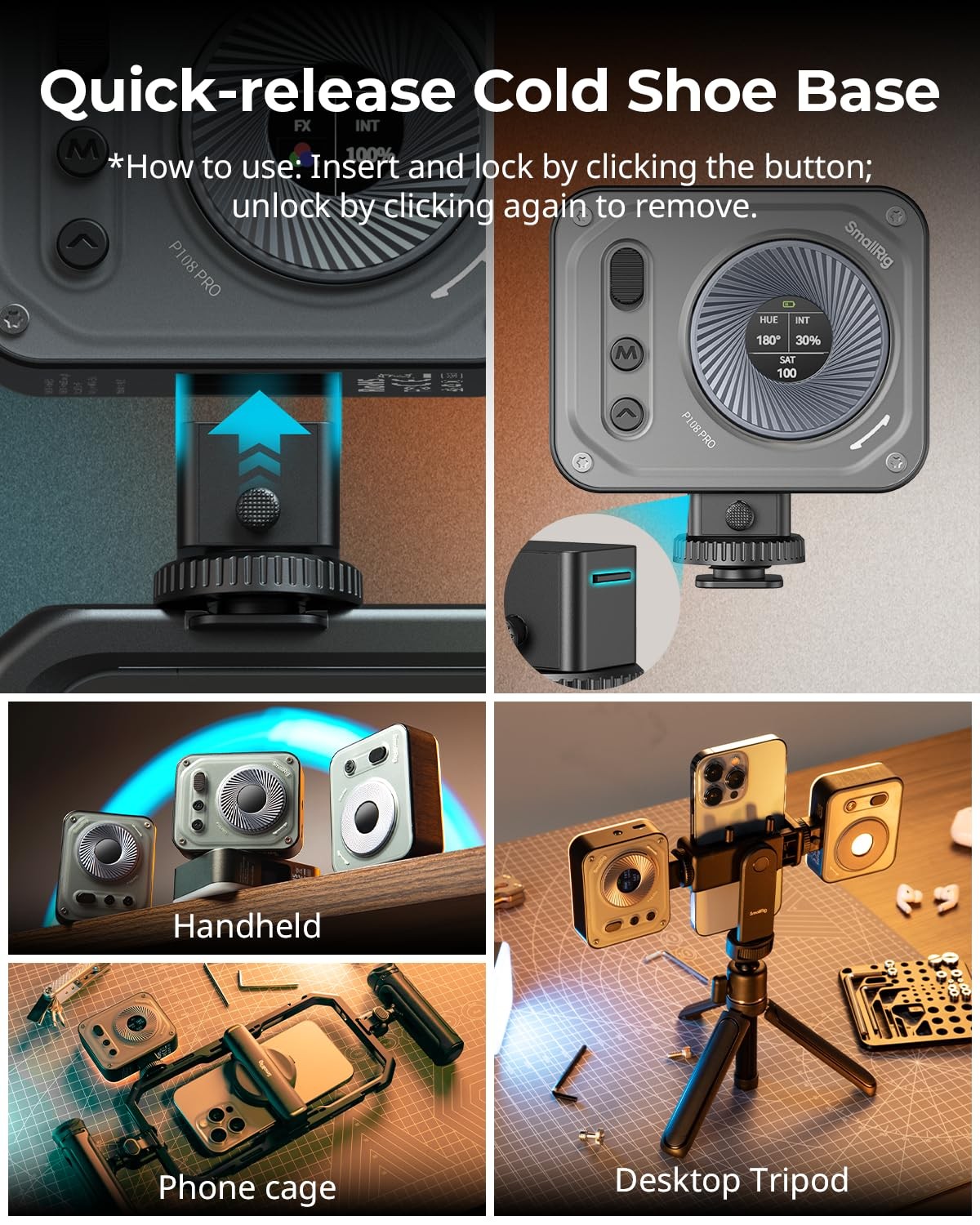 Vibe P108 Pro RGB Video Light Portable LED Camera Light Photography CRI95+