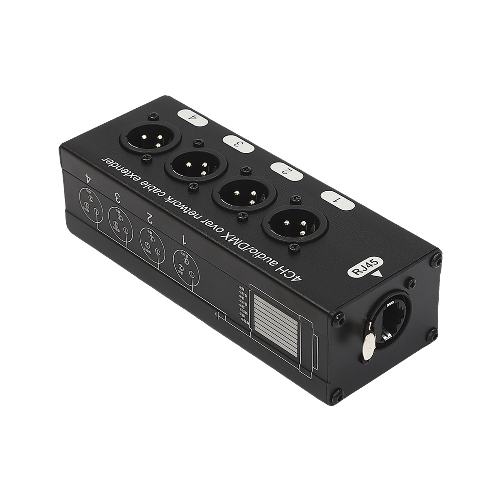 2Pcs 4 Channel Audio Network XLR Male Female to Single Ethercon Cable Extender