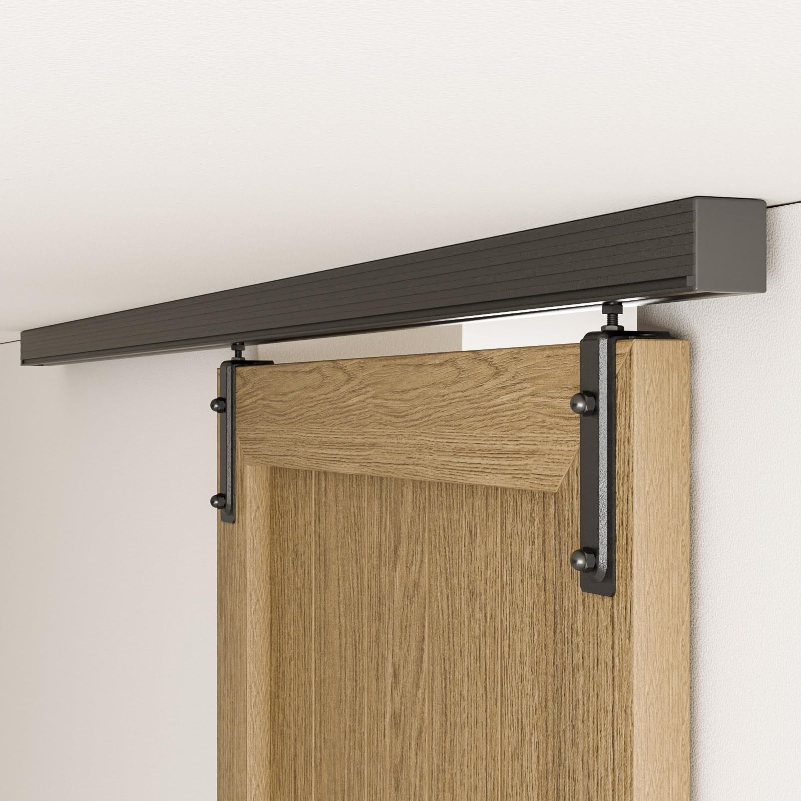 Bonikluba 8Ft Ceiling Mount Rail Barn Door Hardware Kitheavy Duty Steel Sliding