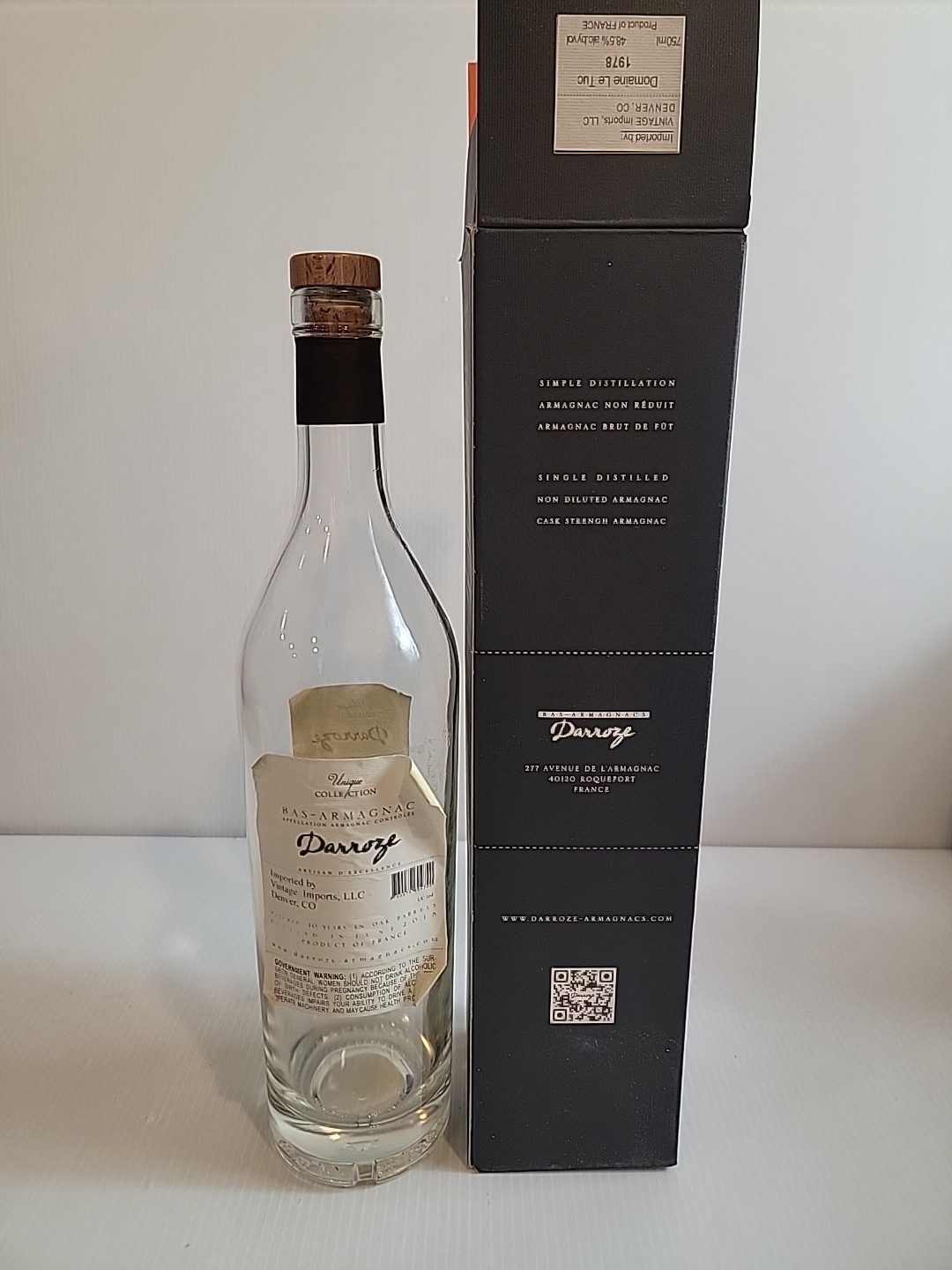 Bas Armagnac Darroze 1978 Armagnac Empty Bottle With Box Unrinsed