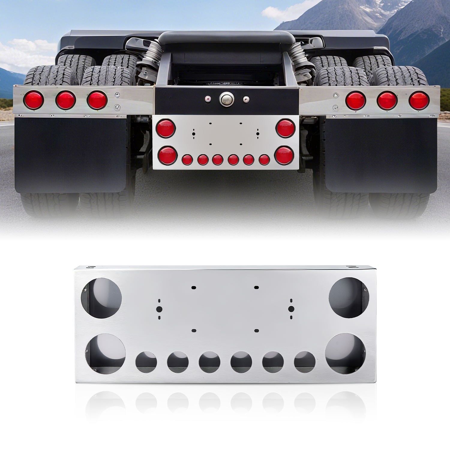 Stainless Steel Tail Light Panel for Semi Trucks & Trailers – 4.49” & 2.31”