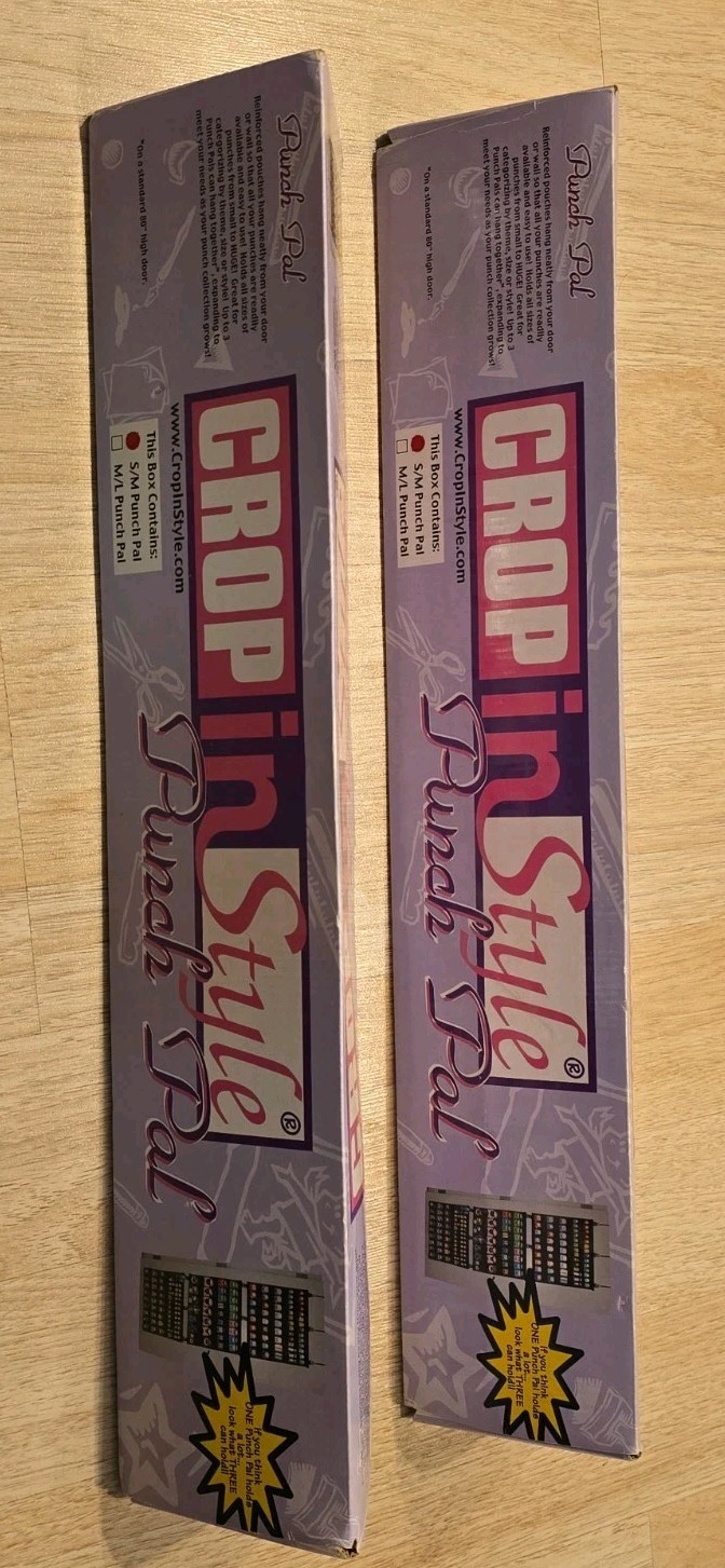 2 Crop In Style PUNCH PAL Holds 55 Punches SMALL & MEDIUM Hang Over Door Lot NEW