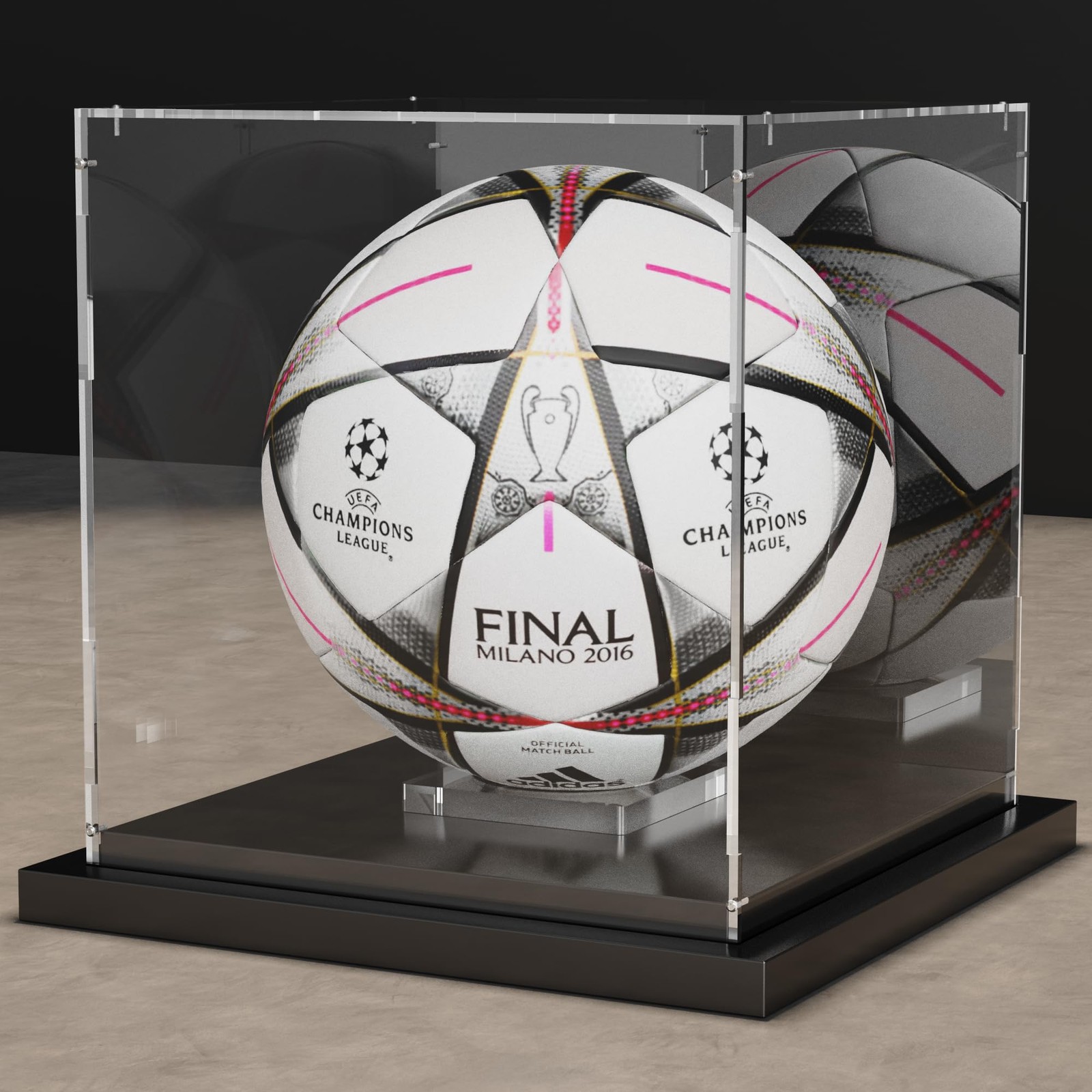 Soccer Ball Display Case Clear Acrylic Display Case Box with Mirror Back and ...