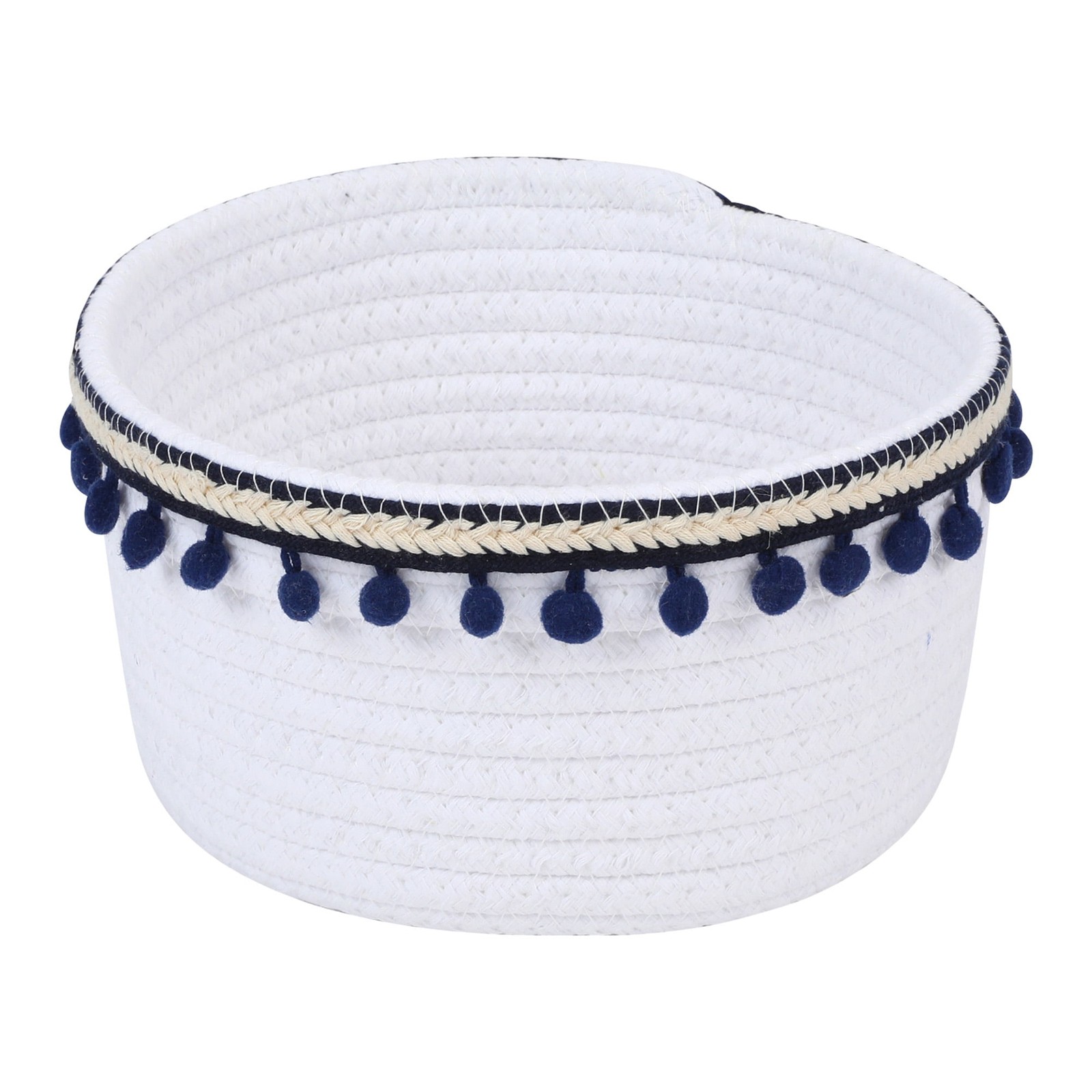 Woven Storage Basket Key Tray Bowl Navy 8.1*3.7in