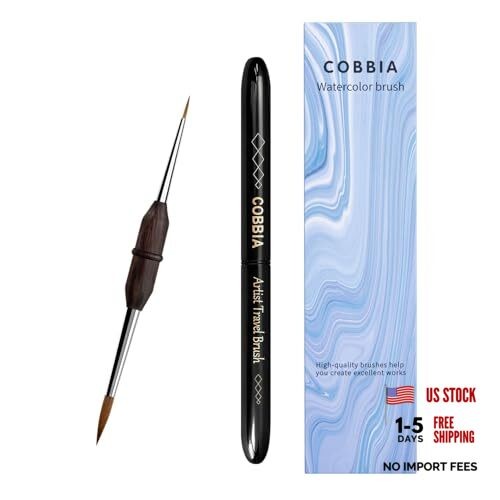 Fine Tip Round Kolinsky Sable Brushes for Watercolor, Acrylic, Gouache, Black