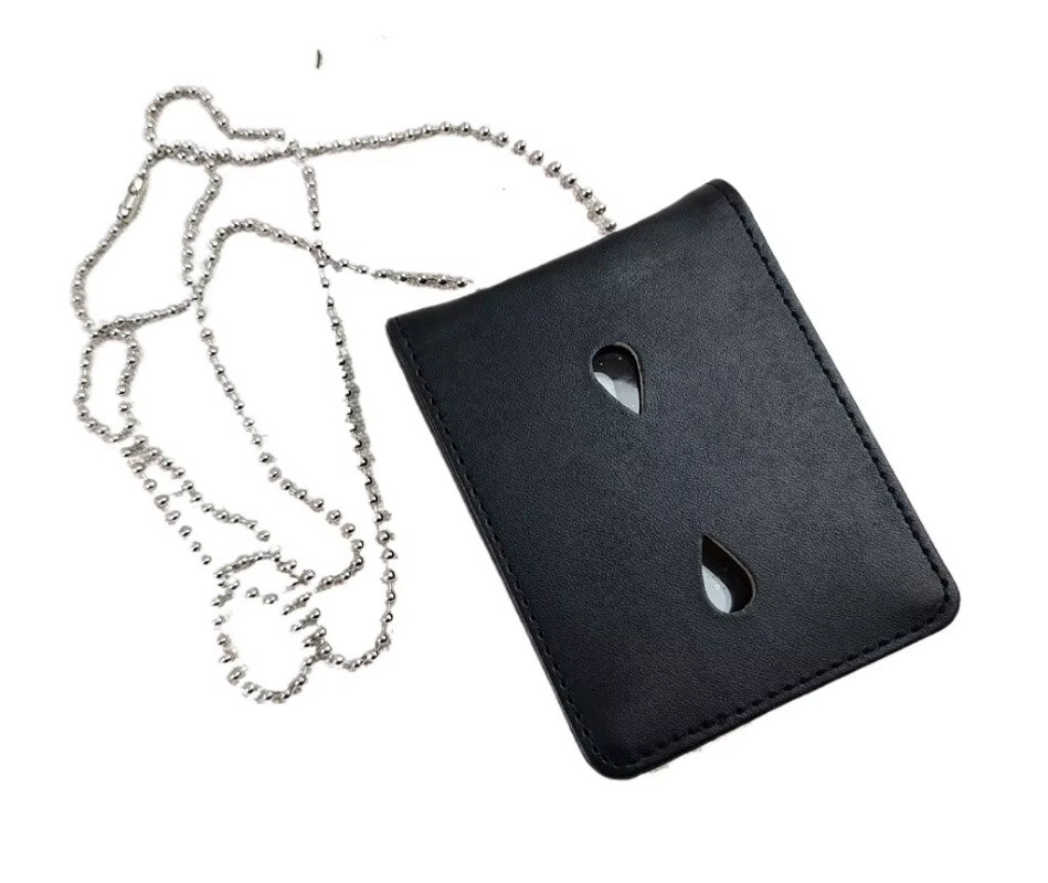 103004 TACTICAL OFFICER BELT CLIP BADGE HOLDER LEATHER CLIP ON BELT & NECK CHAIN