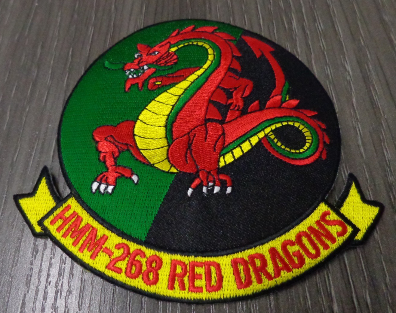 4.5" MARINE CORPS HMM-268 RED DRAGONS HELICOPTER SQUAD EMBROIDERED JACKET PATCH