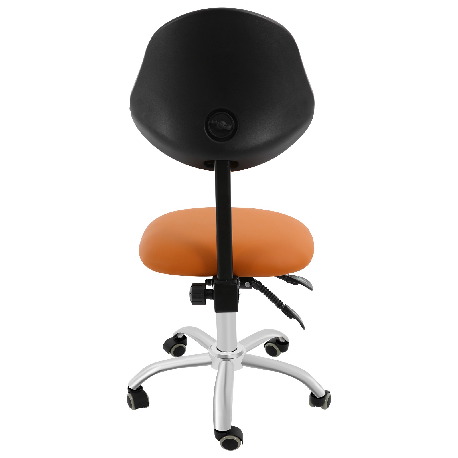 Adjustable Saddle Swivel Chair Ergonomic Rolling Stool w/ Backrest for Office