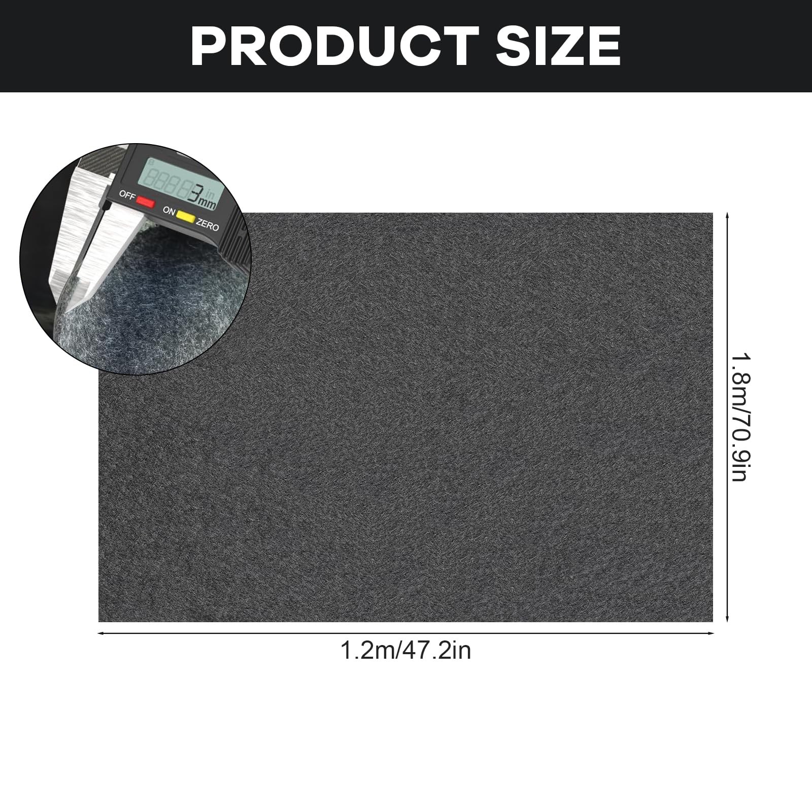 CIEOVO Drum Mat with Non-Slip Grip Bottom 47.24 0" x (Rectangular), Black